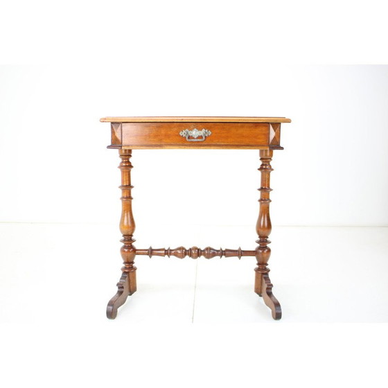 Image 1 of Vintage solid wood and veneer sewing table, 1895
