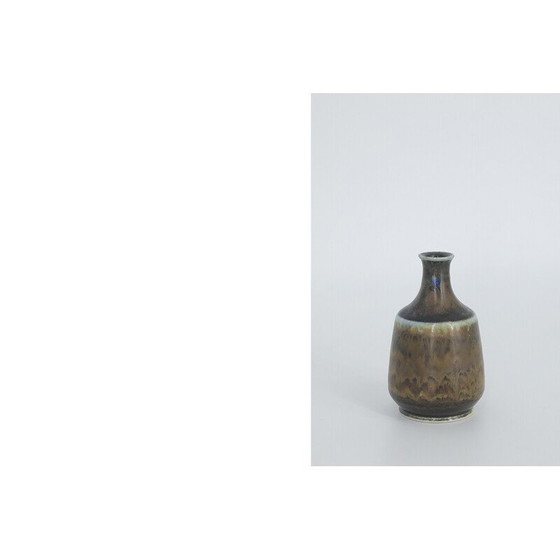 Image 1 of Set of 3 vintage earthy brown stoneware vases by Gunnar Borg for Höganäs Ceramics, Sweden 1960