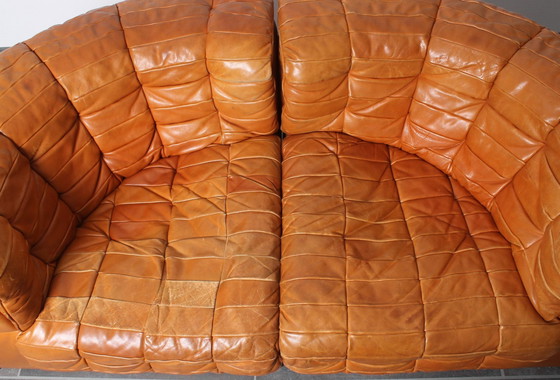 Image 1 of Lounge Set In Cognac Leather With Coffee Table By De Sede