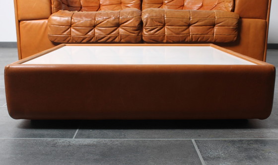 Image 1 of Lounge Set In Cognac Leather With Coffee Table By De Sede