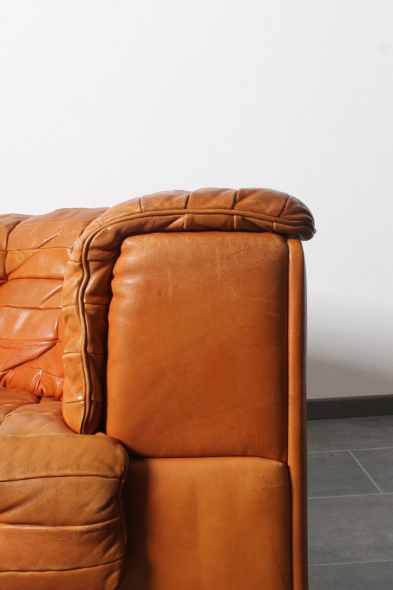 Image 1 of Lounge Set In Cognac Leather With Coffee Table By De Sede