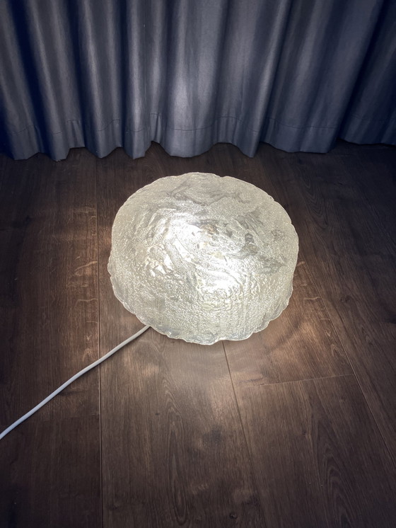 Image 1 of Glashütte Limburg Vintage Ice Glass Plafoniere Space Age