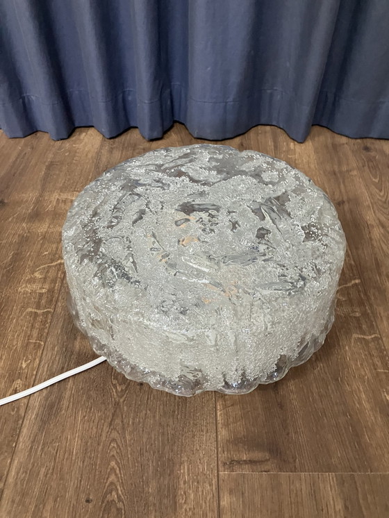 Image 1 of Glashütte Limburg Vintage Ice Glass Plafoniere Space Age