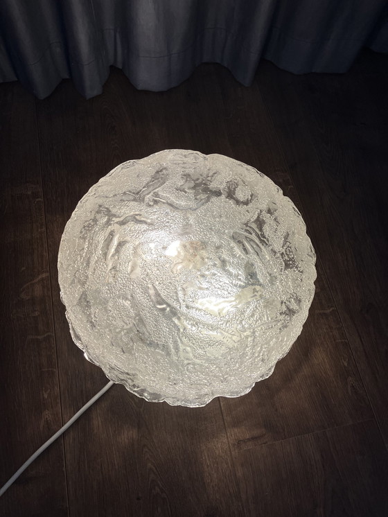 Image 1 of Glashütte Limburg Vintage Ice Glass Plafoniere Space Age