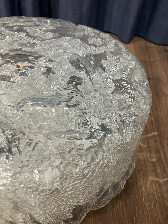 Image 1 of Glashütte Limburg Vintage Ice Glass Plafoniere Space Age