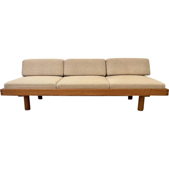 Image 1 of Vintage sofa bed L09 in solid elmwood by Pierre Chapo, France 1960