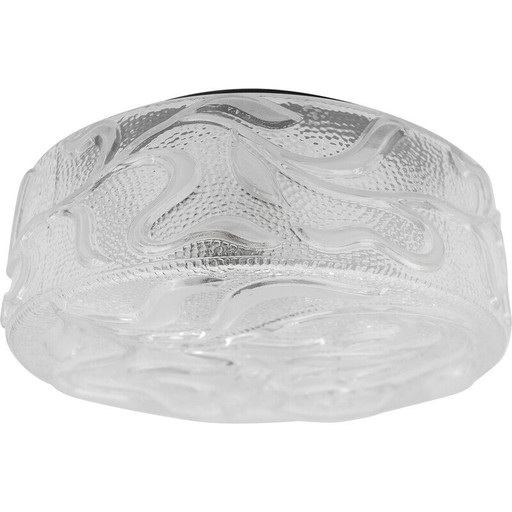 Vintage botanical ceiling lamp in transparent glass, Germany 1960