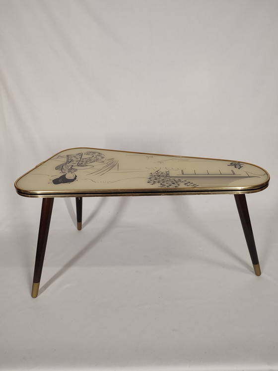 Image 1 of Mid - Century Tripod plant table with glass top - decor Japan