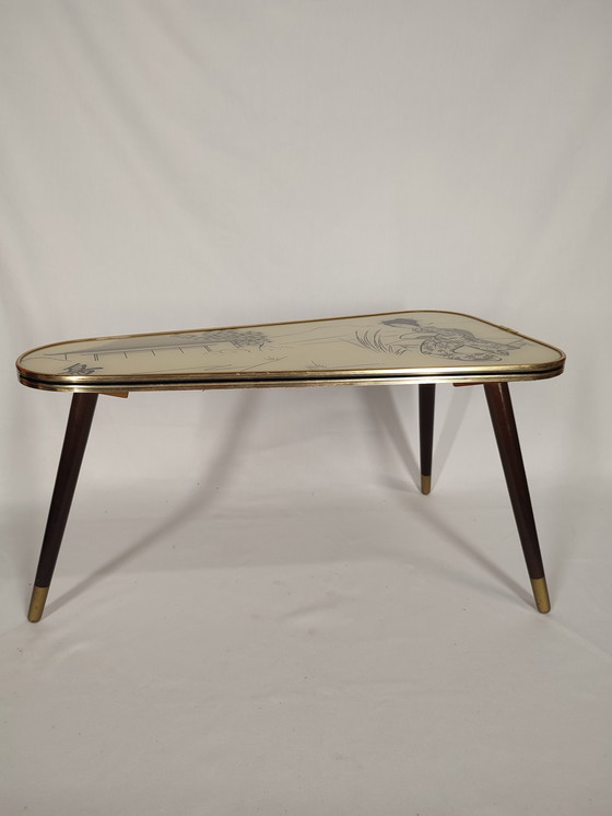 Image 1 of Mid - Century Tripod plant table with glass top - decor Japan