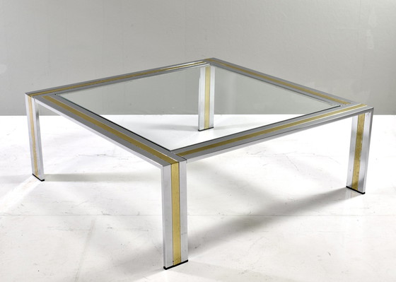 Image 1 of Renato Zevi coffee table in chrome and brass – Italy, 1970’s