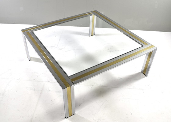 Image 1 of Renato Zevi coffee table in chrome and brass – Italy, 1970’s