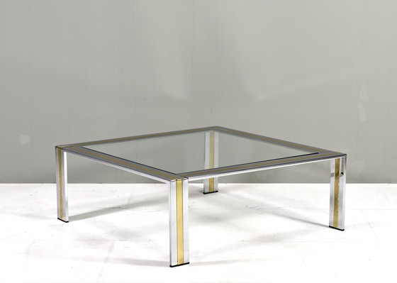 Image 1 of Renato Zevi coffee table in chrome and brass – Italy, 1970’s