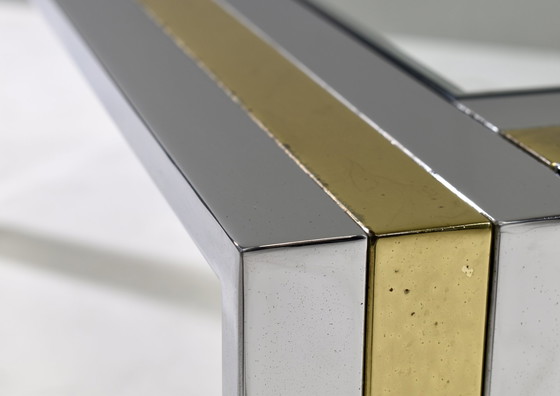 Image 1 of Renato Zevi coffee table in chrome and brass – Italy, 1970’s