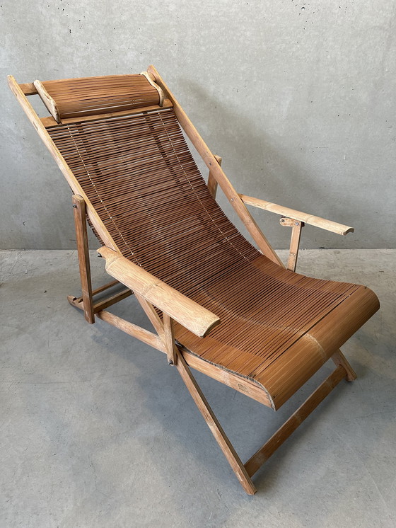 Image 1 of Chaise longue vintage - bambou - japandi