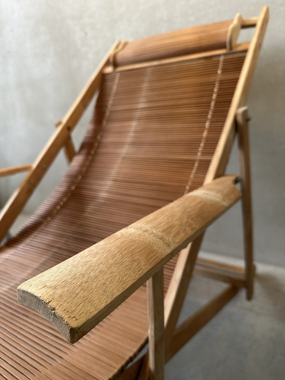 Image 1 of Chaise longue vintage - bambou - japandi
