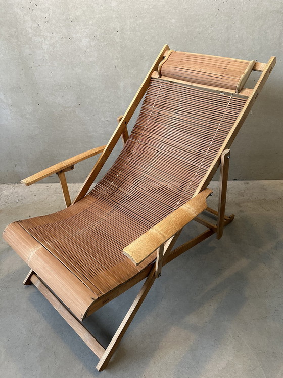 Image 1 of Chaise longue vintage - bambou - japandi