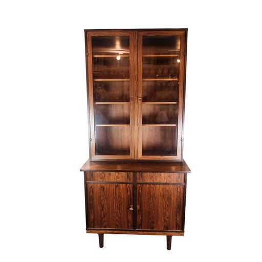 Vintage glass display cabinet in rosewood, 1960s