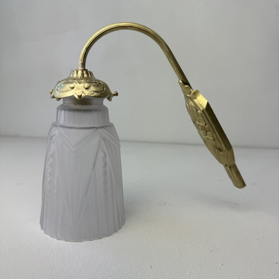 Image 1 of Antique Brass And Glass Art-Deco Wall Lamp