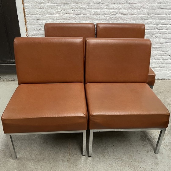 Image 1 of Element Sofa Chrome / Skai / Cognac - 4 Modules Incl. 3 Tables
