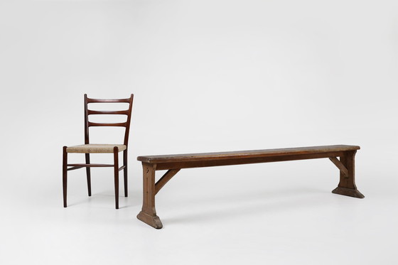 Image 1 of Rustic French Bench In Oak With Carvings And Nice Patina, 1850S