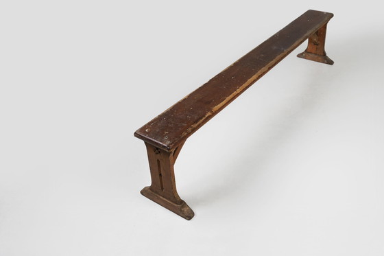 Image 1 of Rustic French Bench In Oak With Carvings And Nice Patina, 1850S