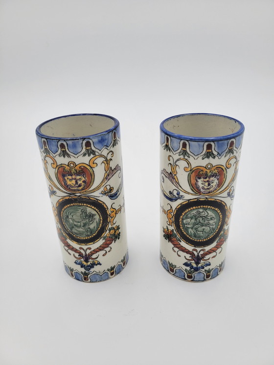 Image 1 of Pair De Vases Rouleaux Gien