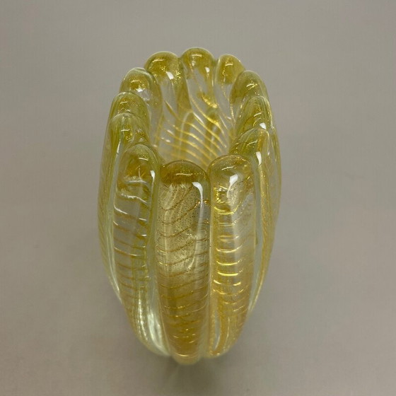 Image 1 of Vaso vintage in vetro di Murano Cordonato d'oro di Barovier e Toso, Italia, anni '70