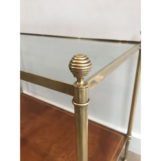 Image 1 of Coppia di estremità per divani vintage in mogano, ottone e marmo