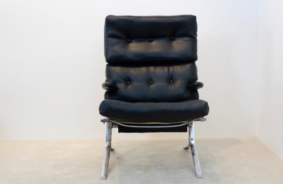 Image 1 of Mid Century High-Back Lounge Chair in Chrome