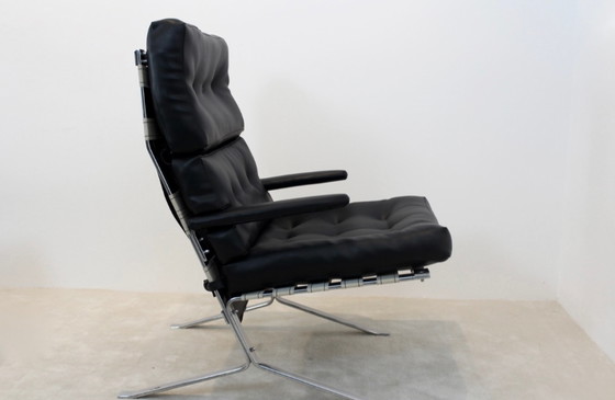 Image 1 of Mid Century High-Back Lounge Chair in Chrome