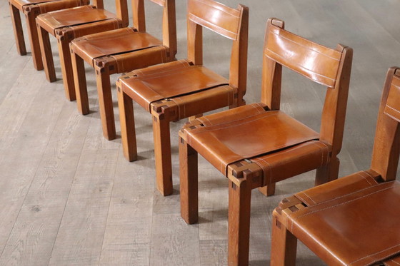 Image 1 of Ensemble de 6 chaises de salle à manger Pierre Chapo S11, France, années 1960