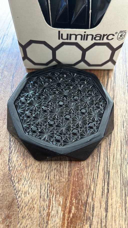 6x Luminarc Black Coasters