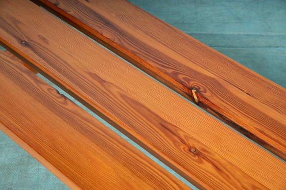 Image 1 of Minimalist slatted bench Ate van Apeldoorn, vintage pine bench