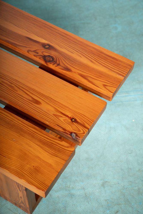 Image 1 of Banc à lattes minimaliste Ate van Apeldoorn, banc en pin vintage