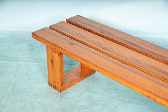 Image 1 of Minimalist slatted bench Ate van Apeldoorn, vintage pine bench