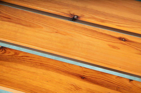 Image 1 of Minimalist slatted bench Ate van Apeldoorn, vintage pine bench