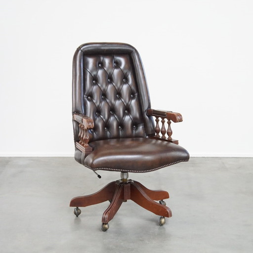 Beef Leather Chesterfield Office Chair