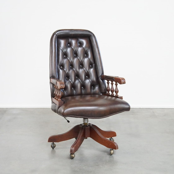 Image 1 of Beef Leather Chesterfield Office Chair