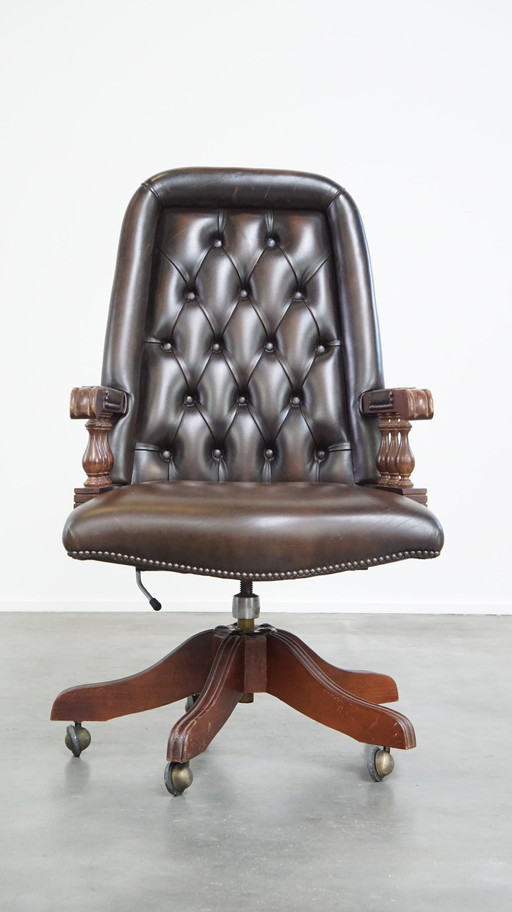 Beef Leather Chesterfield Office Chair