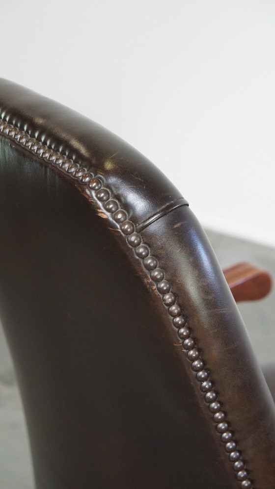 Image 1 of Beef Leather Chesterfield Office Chair