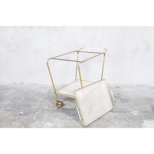 Vintage brass and metal cart, Italian 1950