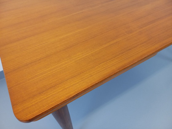 Image 1 of Vintage Scandinavian 50s 60s Rectangular Teak Dining Table With Extensions
