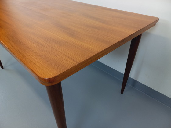Image 1 of Vintage Scandinavian 50s 60s Rectangular Teak Dining Table With Extensions