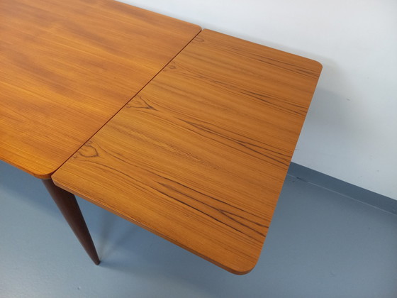 Image 1 of Vintage Scandinavian 50s 60s Rectangular Teak Dining Table With Extensions