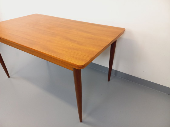 Image 1 of Vintage Scandinavian 50s 60s Rectangular Teak Dining Table With Extensions