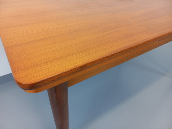 Image 1 of Vintage Scandinavian 50s 60s Rectangular Teak Dining Table With Extensions