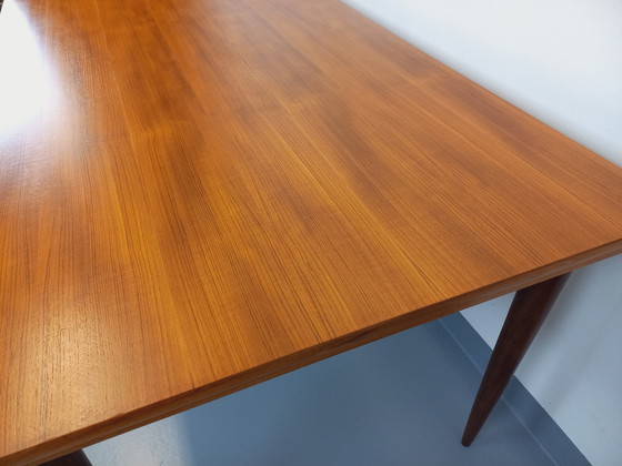 Image 1 of Vintage Scandinavian 50s 60s Rectangular Teak Dining Table With Extensions