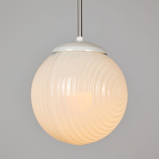 Image 1 of Vintage glass and plastic pendant lamp, Czechoslovakia 1970