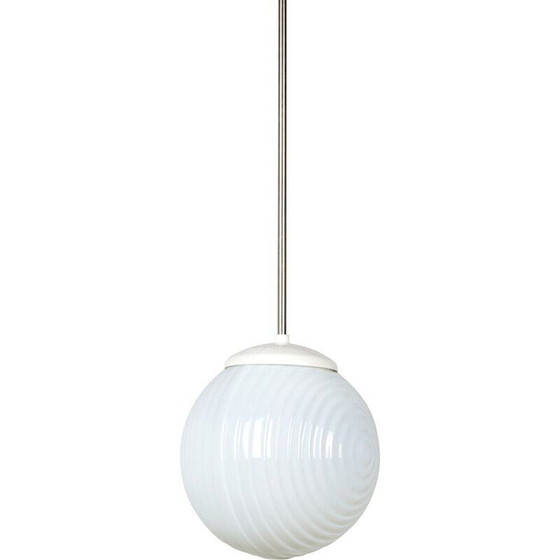 Image 1 of Vintage glass and plastic pendant lamp, Czechoslovakia 1970