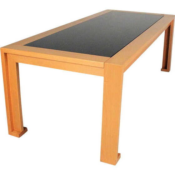 Image 1 of Vintage wood and glass dining table by Afra Scarpa for Cassina, 1980